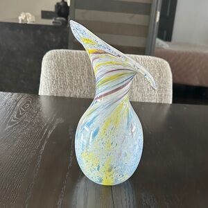 Murano Multicolor Swirl Glass Vase